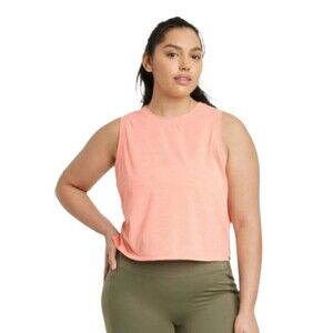 Women's All in Motion Cropped Active Tank Top Heathered Orange Large